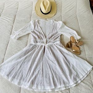 ✨Free People White Dress w/ Nude Lining sz Med